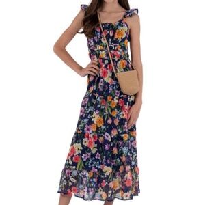 Speechless Big Girls Sleeveless Blue Floral Dress (purse not included)